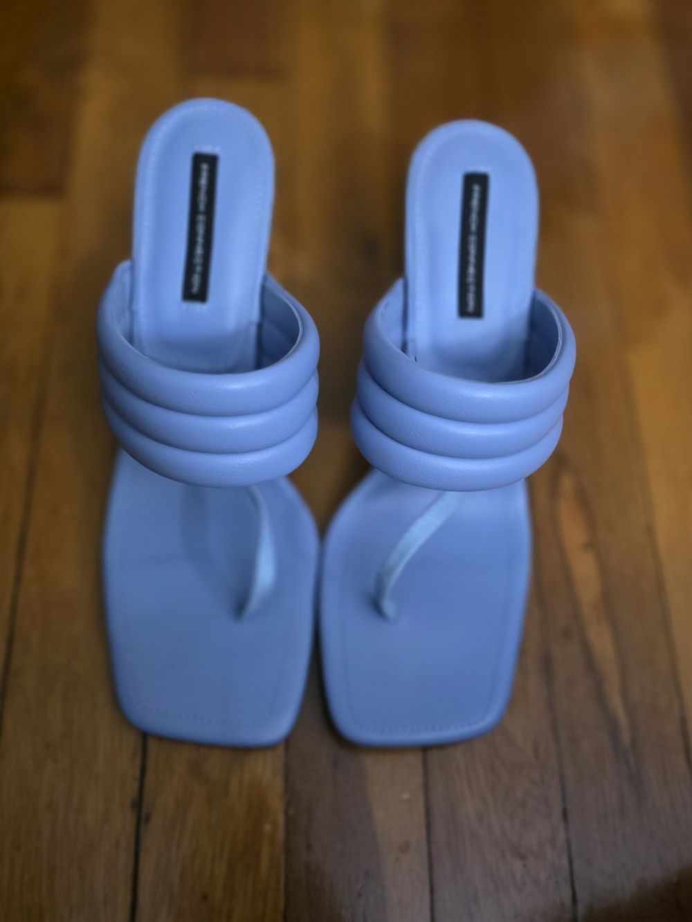 French Connection Light Blue Padded Strap Thong Mules